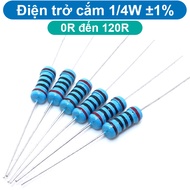 (100 pieces) Plug-in resistor 1/4W 5 color rings ±1% - value 0R to 120R