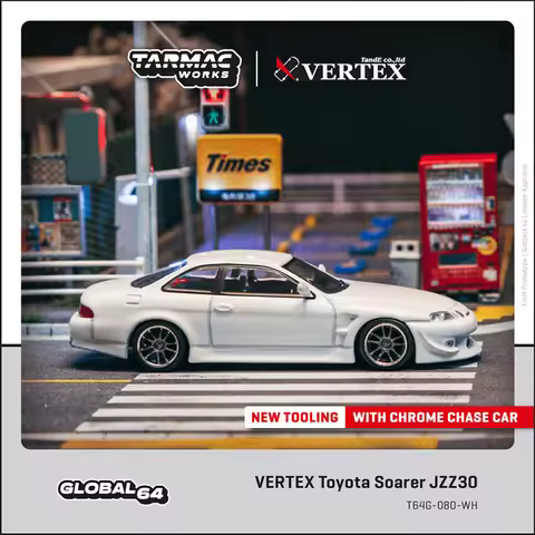 PreSale TW 1:64 VERTEX Toyota Soarer JZZ30 White Diecast Car Model Collection Toys Tarmac Works