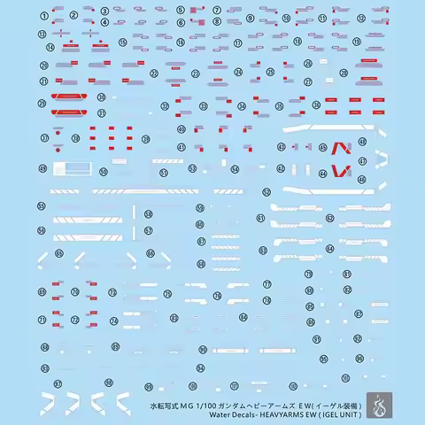 Model Decals for MG 1/100 Heavyarms EW Igel Unit Fluorescent Color Water Sticker for Assembly Model 
