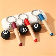Lucky Black 8 Ball Key Ring Creative Mini Billiards Wooden Pool Stick For Men Backpack Pendant Game 