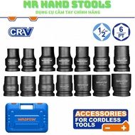 Set of 14 1/2'' socket tips made of CR-V steel, heat treated WADFOW WMS4D01