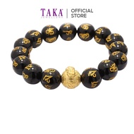 FC1 TAKA Jewellery 999 Pure Gold Charm Beads Bracelet Pixiu ZhuanYunZhu