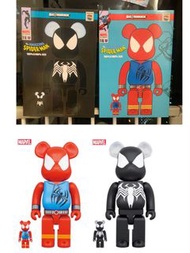 全新 現貨 bearbrick spider-man black costume & scarlet spider be@rbrick 400% 100% 蜘蛛俠