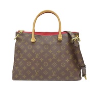 棕色 原花帆布 紅色 牛皮 PALLAS 兩用包【LOUIS VUITTON LV 路易威登】 M41175
