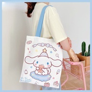Kawaii Cinnamoroll Canvas Bag Cartoon Portable Large-capacity Tote Bag Student Book Portable Storage