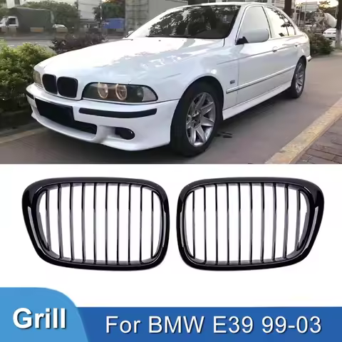Pulleco For BMW E39 5 Series 525 528 Gloss Black Grille Car Front Hood Grill Kidney Grilles Racing G