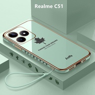 Casing Realme C51 Case Maple Leaves Plating Cover Soft TPU Phone Case Realme C51