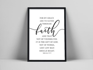 Bible verse wall art of Ephesians 2:8-9 KJV Frame not included Modern Christian Home Decor Bedroom W