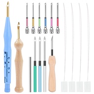 17 Pcs Punch Needle Kit Adjustable Punch Needle Tool Punch Needle Set Punch Needle Embroidery Kit fo