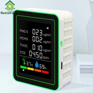 6 In 1 Air Quality Monitor Humidity Temperature PM2.5 CO2 HCHO TVOC Monitor for Warehouse Laboratory
