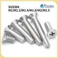 【starshinefasteners】 M1/M1.2/M1.4/M1.6/M2/M2.5 304 Stainless Steel Countersunk Screw Phillips【MB1】