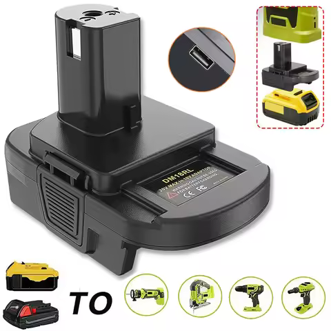 Battery Adapter Converter with USB For Dewalt 20V Li-ion Battery for Milwaukee 18V Li-ion Battery to
