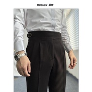 MUSHEN MUSHEN Gurkha High Waist Straight Trousers Naples Business Casual Non-Iron Gurkha Suit Pants
