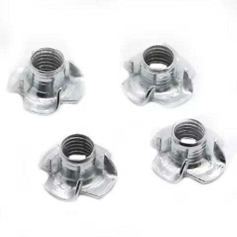 Zinc Plated 4-Pronged Tee Nut M4 M5 M6 M8 M10 Four Claws Nut Speaker Nut T-nut Blind Pronged Insert