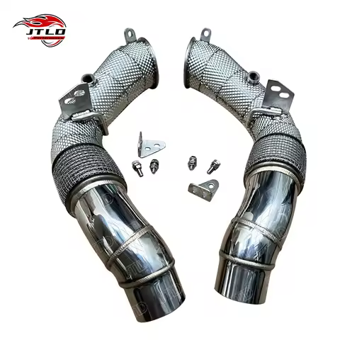 Stainless Steel Catless Exhaust Downpipe with Heat Shield for BMW F10 M5 F06 M6
