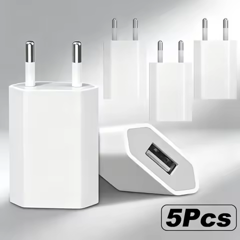 1-5Pcs Universal EU Plug USB Charger 5V 1A Fast Charging Mobile Phone Travel Wall Charger For iPhone