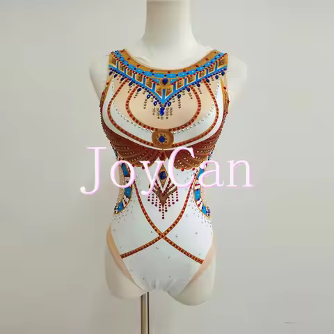 JoyCan White Swimming suits Girls Women Synchronized Swimming Wear for Competition JC700