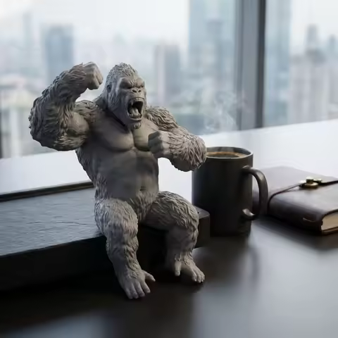 Creative Roar Gorilla Desk Monitor Topper Figurines Statues Ape Cool Desktop Ornaments for Computer 