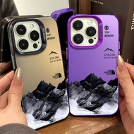 Advanced Graffiti Snow Mountain Phone Case Compatible for IPhone 13 15 12 11 14 Pro Max XR X XS MAX 15Plus 7/8 Plus Se2020 Silicone Material Large Hole Mirror Frame Phone Case