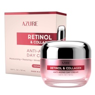 AZURE Retinol & Collagen Day Cream - Anti Aging, Restoring & Hydrating Moisturizer - Reduces Fine Li