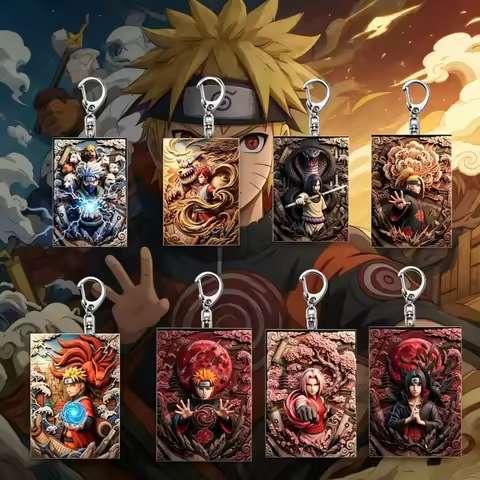 Naruto Kakashi Gaara Orochimaru Deidara Nagato Sakura Sasuke 3D Relief Acrylic Keychain Anime Bag Gi