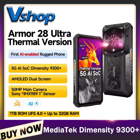 Ulefone Armor 28 Ultra 5G AI Thermal Imaging Rugged Phone 16GB+1TB Smartphone Android 14 AMOLED 6.67