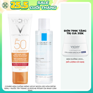 Combo Kem Chống Nắng Vichy Ngừa Lão Hóa SPF50 50ml + Nước Tẩy Trang La Roche-Posay Da Nhạy Cảm 50ml