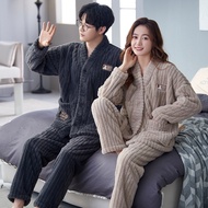 New autumn and winter pajamas couple warm pajamas coral fleece thickened pajamas fleece cardigan men