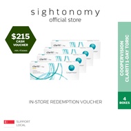 [sightonomy]  $215 Voucher For 4 Boxes of CooperVision Clariti 1-Day Toric Daily Disposable Contact Lenses