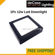 DECASA LIGHTING 12w LED Downlight Light Round Surface Mounted Lampu Siling Ceiling Panel Light Black