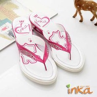【INKA】全新桃紅色極致簡約楔型夾腳涼鞋~39