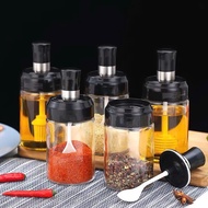 Combo of 5 glass spice jars with spoons - Set of 5 spice jars with lid and spoon - Set of 5 spice ja