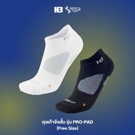 H3 Short Socks PRO-PAD Model Fitness Running Work White Black (Freesize)