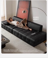 Leather Sofa Lawrence Living Room New Big Black Cow Straight Black Sofa Wood Industry