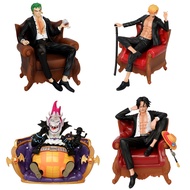 11-14cm Anime One Piece Figure Portgas D Ace Roronoa Zoro Vinsmoke Sanji Gekko Moria Sit Sofa PVC Ac