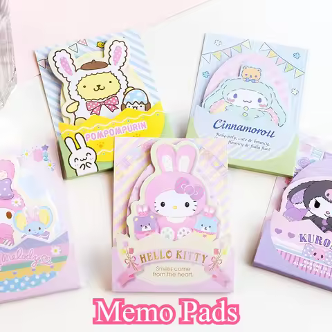 New Hello Kitty Anime Figures Cartoon Easter Sticky Notes Memo Pad Adhesive Notebooks Writing Pads S