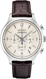 Seiko Classic Chronograph Cream Dial Leather SSB341P1 SSB341P SSB341 Men's Watch