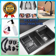 KITCHEN SINK 8245 BLACK JKM SERIES LENGKAP KRAN/BCP STAINLESS BLACK MODEL ONAN/BAK CUCI PIRING 2 LUB