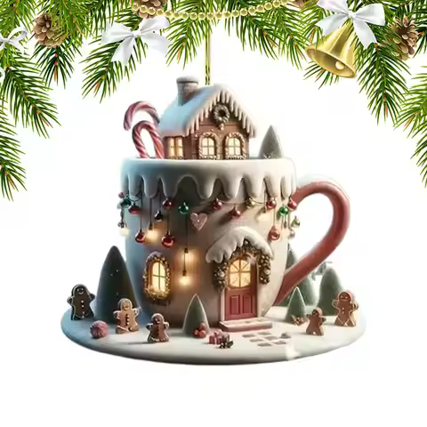 Coffee Cup Christmas Ornament Acrylic Hot Cocoa Tree Pendant Ornaments 2025 Christmas Decorations Xm