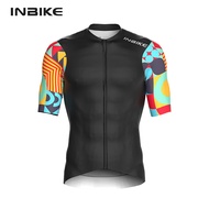 INBIKE Men's Short-Sleeved Cycling Jersey Clothing Quick-Drying Breathable MTB Road Mountain Mesh Bike Shirts with Rear Pockets