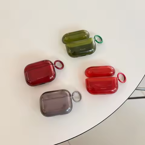 Advanced Minimalist Solid Color Translucent Hook Earphone Case Cover for AirPods 1 or 2 3 4 Pro 2 Pr