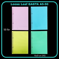 Gg Loose Leaf GASTA A5-50 70gr 20Ring Color/Binder Paper/Fill Binder
