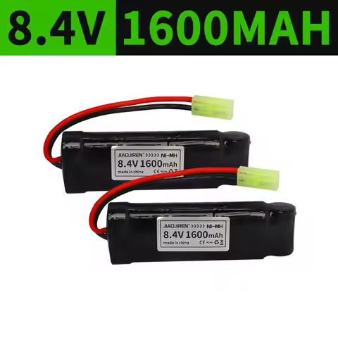 NiMH Flat Battery Pack 8.4V 7S 2/3A 1600mAh with Mini Tamiya Connector for Airsoft Guns MP5, SCAR, M