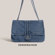 SENSEMAISON Women Shoulder Bag Tote Bag Denim Jeans Large Capacity