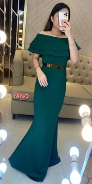 long dress pesta mewah / baju scuba duyung / longdress fashion import / gaun pesta scuba + Belt besi 731# Mydresscollection