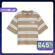 PUMA BASICS - เสื้อยืดผู้หญิง PUMA SQUAD Striped สีเบจ  68153867