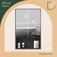 Design Plan Bathroom Space Aluminum Wall-Mounted Mirror Cabinet Black