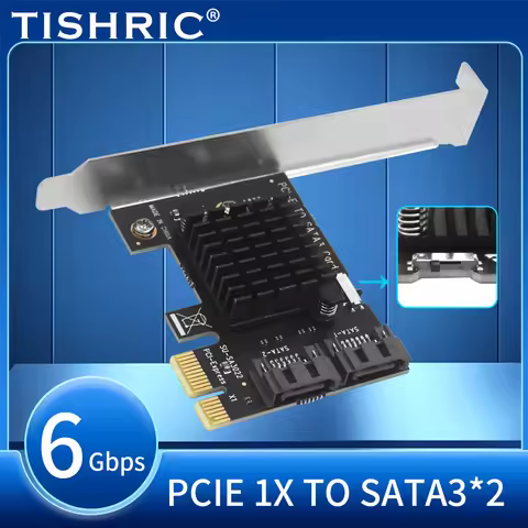 TISHRIC PCIE1X to 2Port SATA Expansion Card Boot Function Switch PCIE TO SATA3.0 Expansion Card PCI-