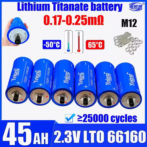 Yinlong Original LTO66160 Lithium Titanate Battery 2.3V 45AH 40AH Rechargeable 10C- for DIY 12V 24V 