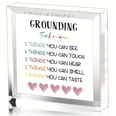 1pc, Grounding Technique Office Art Decor 4 × 4 Inch - Counselor Office Decor - Desktop Acrylic Deco